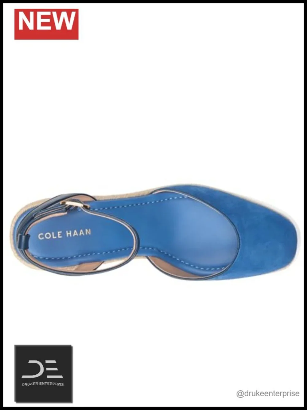 Cole Haan Suede Espadrille Wedge Sandals Ankle Strap Lightweight